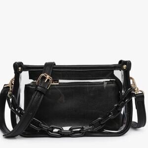 Jessica Clear Duo Crossbody Black Chain Strap